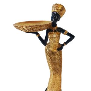 Ornament decorativ, Africana cu suport pentru bijuterii, Auriu, 32 cm, XC222306