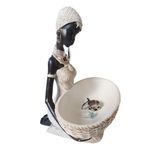 Casa si Gradina - Decoratiuni - Obiecte decorative - Accesorii decorative - Ornament decorativ, Africana cu suport pentru bijuterii, Alb, 24 cm, 222301S - Infinity.ro