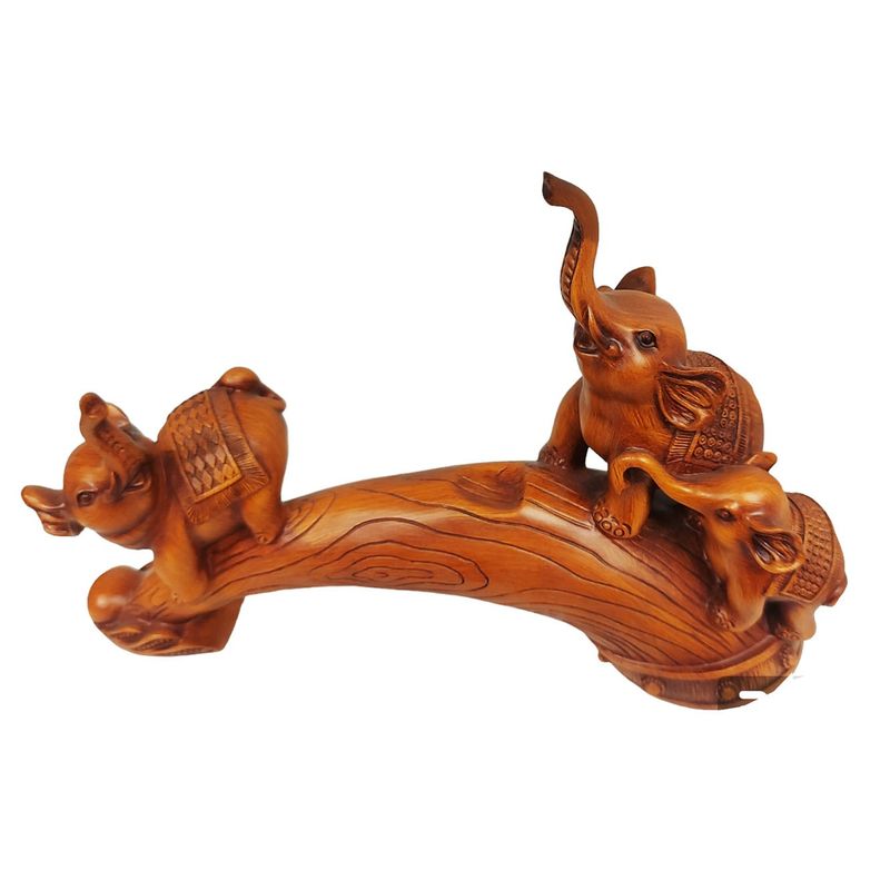 Casa si Gradina - Decoratiuni - Obiecte decorative - Accesorii decorative - Statueta decorativa, Familie de Elefanti, Maro, 35 cm, L3248X - Infinity.ro