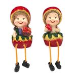 Casa si Gradina - Decoratiuni - Obiecte decorative - Accesorii decorative - Ornament decorativ, Fete cu par din paie si caciula in forma de capsuna si picioare atarnand, Rosu, 17 cm, 1145H - Infinity.ro