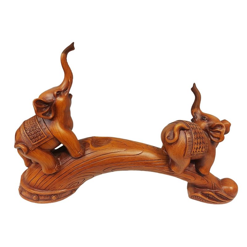 Casa si Gradina - Decoratiuni - Obiecte decorative - Accesorii decorative - Statueta decorativa, Familie de Elefanti, Maro, 35 cm, L3248X - Infinity.ro