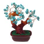 Casa si Gradina - Decoratiuni - Obiecte decorative - Accesorii decorative - Copac Feng-Shui cu pietre aventurin si suport din ceramica, 6 ramuri, Turcoaz, 17 cm, 1243H-1 - Infinity.ro