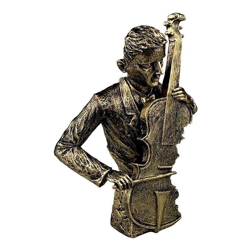 Casa si Gradina - Decoratiuni - Obiecte decorative - Accesorii decorative - Statueta decorativa, Statueta cu baiat care canta la violoncel, Auriu, 31 cm, 1706H - Infinity.ro
