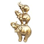 Casa si Gradina - Decoratiuni - Obiecte decorative - Accesorii decorative - Statueta decorativa Elefanti suprapusi, Auriu, 38 cm, 209H - Infinity.ro