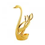 Casa si Gradina - Bucatarie si vesela - Ustensile bucatarie - Polonice, linguri si clesti de bucatarie - Set 6 lingurite cu suport Lebada, Luxury Gold, 14 cm, A13834 - Infinity.ro