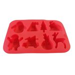 Casa si Gradina - Bucatarie si vesela - Ustensile bucatarie - Forme prajituri - Forma silicon pentru prajituri, Tema Craciun, 8 cavitati, Rosu, 20 cm, 483COF - Infinity.ro