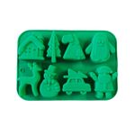 Casa si Gradina - Bucatarie si vesela - Ustensile bucatarie - Forme prajituri - Forma silicon pentru prajituri, Tema Craciun, 8 cavitati, Verde, 20 cm, 481COF - Infinity.ro