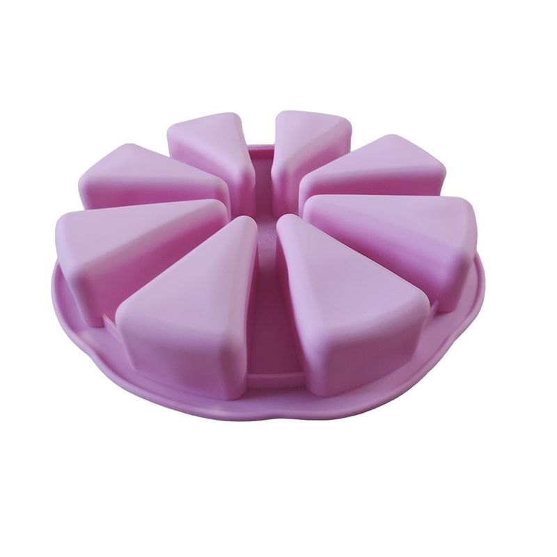 Casa si Gradina - Bucatarie si vesela - Ustensile bucatarie - Forme prajituri - Forma silicon pentru prajituri, Felii de Pizza, 8 cavitati, Roz, 27 cm, 477COF - Infinity.ro