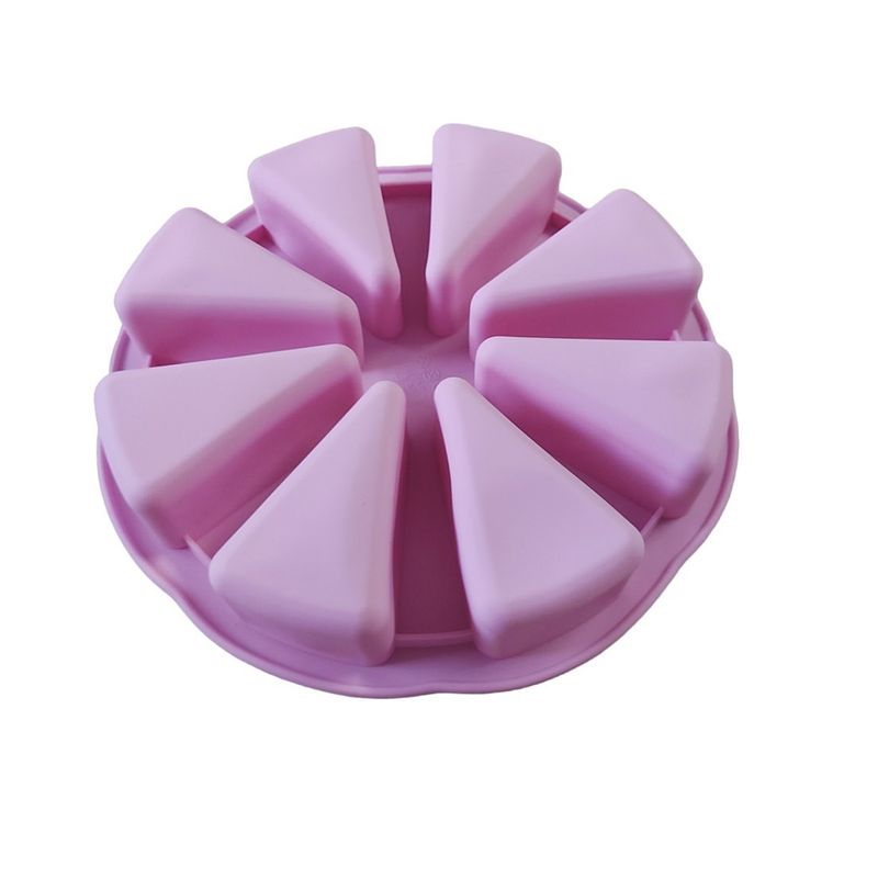 Casa si Gradina - Bucatarie si vesela - Ustensile bucatarie - Forme prajituri - Forma silicon pentru prajituri, Felii de Pizza, 8 cavitati, Roz, 27 cm, 477COF - Infinity.ro