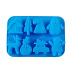 Casa si Gradina - Bucatarie si vesela - Ustensile bucatarie - Forme prajituri - Forma silicon pentru prajituri, Tema Craciun, 8 cavitati, Albastru, 20 cm, 482COF - Infinity.ro