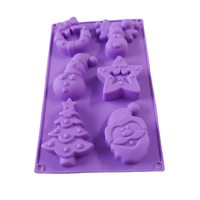 Casa si Gradina - Bucatarie si vesela - Ustensile bucatarie - Forme prajituri - Forma silicon pentru prajituri, Tema Craciun, 6 cavitati, Mov, 27 cm, 480COF - Infinity.ro