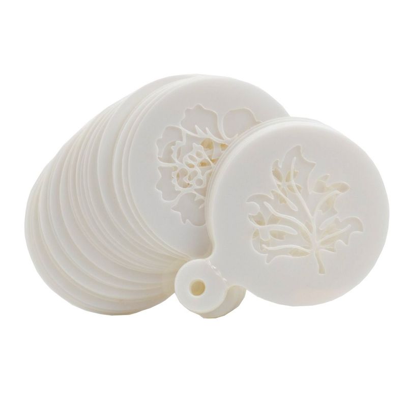 Casa si Gradina - Bucatarie si vesela - Ustensile bucatarie - Ustensile ornare prajituri - Set 50 de sabloane pentru decorarea parjiturilor, cafea, pentru pictura, Alb, 8.7 cm, A1427 - Infinity.ro