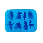 Casa si Gradina - Bucatarie si vesela - Ustensile bucatarie - Forme prajituri - Forma silicon pentru prajituri, Tema Craciun, 8 cavitati, Albastru, 20 cm, 482COF - Infinity.ro