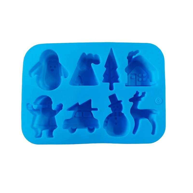 Casa si Gradina - Bucatarie si vesela - Ustensile bucatarie - Forme prajituri - Forma silicon pentru prajituri, Tema Craciun, 8 cavitati, Albastru, 20 cm, 482COF - Infinity.ro