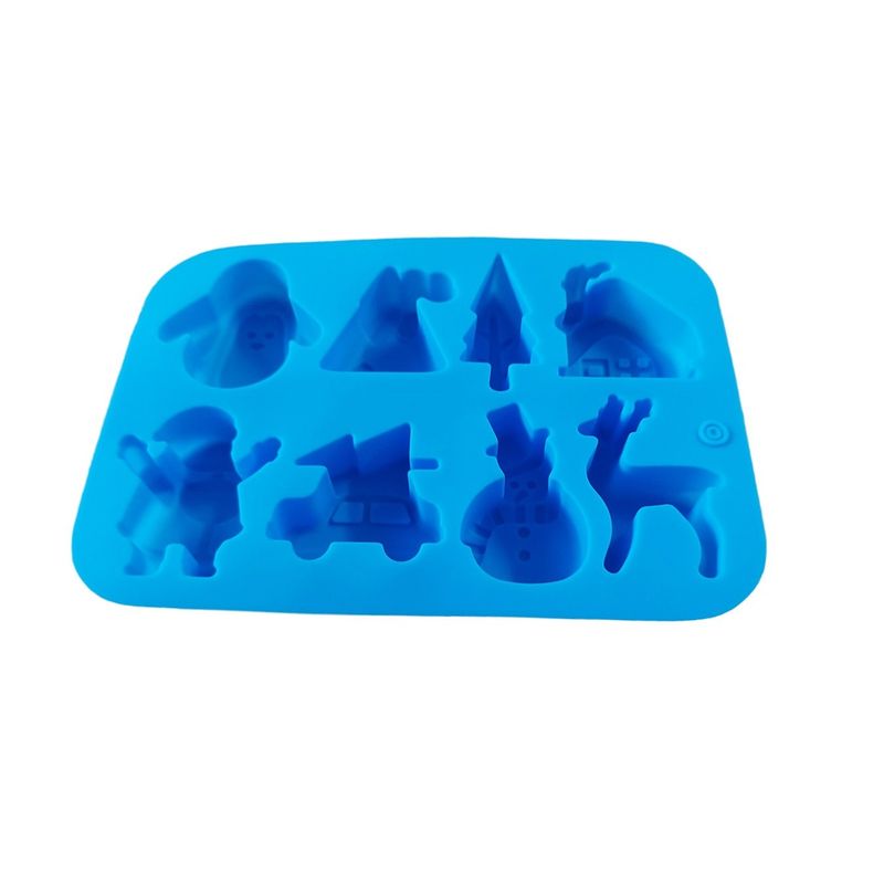 Casa si Gradina - Bucatarie si vesela - Ustensile bucatarie - Forme prajituri - Forma silicon pentru prajituri, Tema Craciun, 8 cavitati, Albastru, 20 cm, 482COF - Infinity.ro