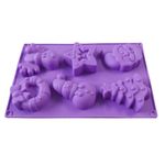 Casa si Gradina - Bucatarie si vesela - Ustensile bucatarie - Forme prajituri - Forma silicon pentru prajituri, Tema Craciun, 6 cavitati, Mov, 27 cm, 480COF - Infinity.ro