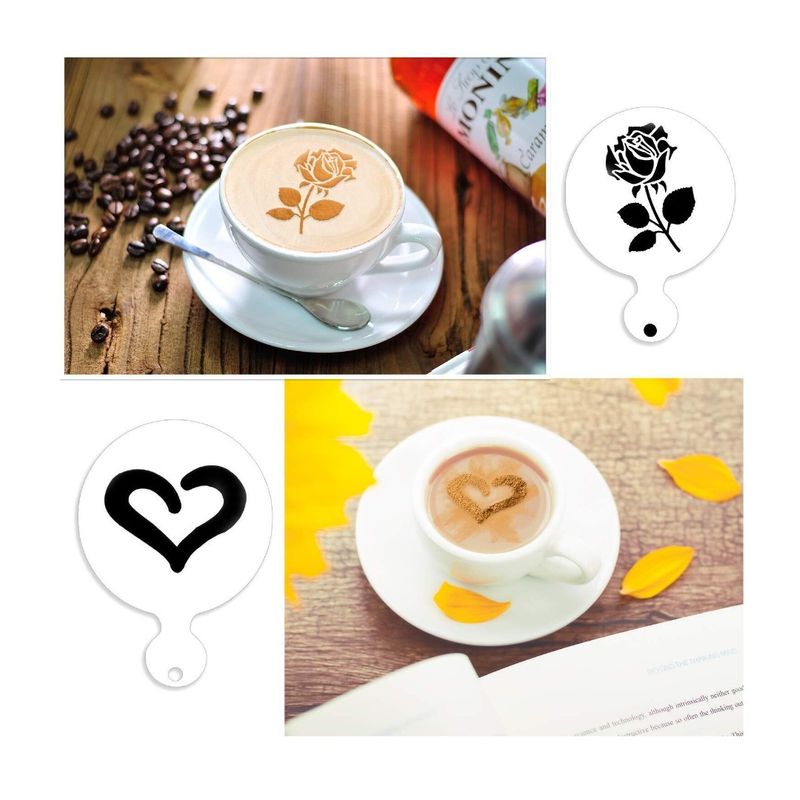 Casa si Gradina - Bucatarie si vesela - Ustensile bucatarie - Ustensile ornare prajituri - Set 50 de sabloane pentru decorarea parjiturilor, cafea, pentru pictura, Alb, 8.7 cm, A1427 - Infinity.ro