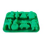 Casa si Gradina - Bucatarie si vesela - Ustensile bucatarie - Forme prajituri - Forma silicon pentru prajituri, Tema Craciun, 8 cavitati, Verde, 20 cm, 481COF - Infinity.ro
