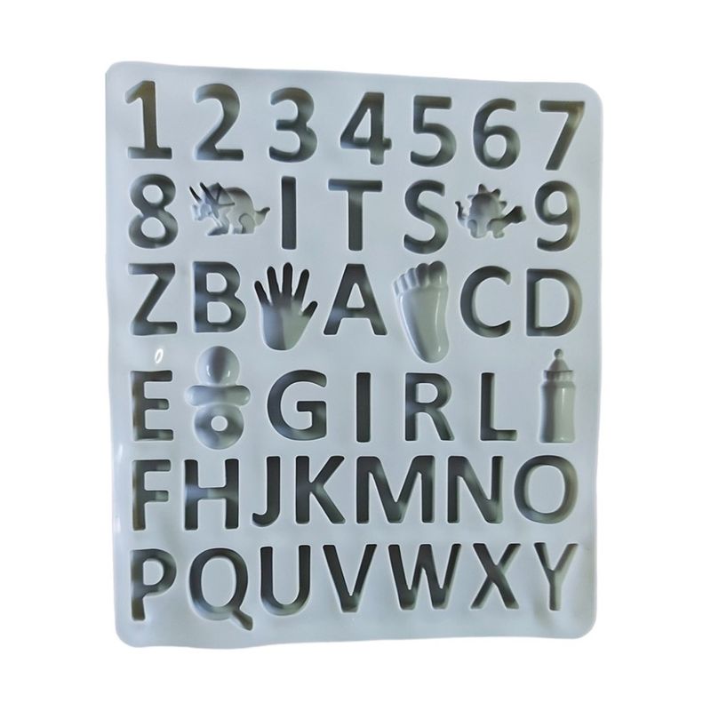 Casa si Gradina - Bucatarie si vesela - Ustensile bucatarie - Forme prajituri - Forma silicon cu Cifre, Litere, Piciorus, Manuta, Biberon, Dinozaur, Suzeta, Albastru, 21 cm, 491COF - Infinity.ro