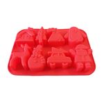 Casa si Gradina - Bucatarie si vesela - Ustensile bucatarie - Forme prajituri - Forma silicon pentru prajituri, Tema Craciun, 8 cavitati, Rosu, 20 cm, 483COF - Infinity.ro
