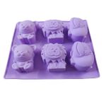 Casa si Gradina/Bucatarie si vesela/Ustensile bucatarie/Forme prajituri - Forma silicon pentru prajituri cu Animale, Urs, Leu, Hipopotam, 6 cavitati, Mov, 24 cm, 490COF - Infinity.ro