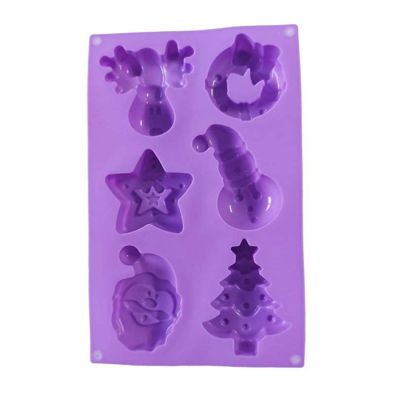 Casa si Gradina - Bucatarie si vesela - Ustensile bucatarie - Forme prajituri - Forma silicon pentru prajituri, Tema Craciun, 6 cavitati, Mov, 27 cm, 480COF - Infinity.ro