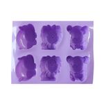 Casa si Gradina/Bucatarie si vesela/Ustensile bucatarie/Forme prajituri - Forma silicon pentru prajituri cu Animale, Urs, Leu, Hipopotam, 6 cavitati, Mov, 24 cm, 490COF - Infinity.ro