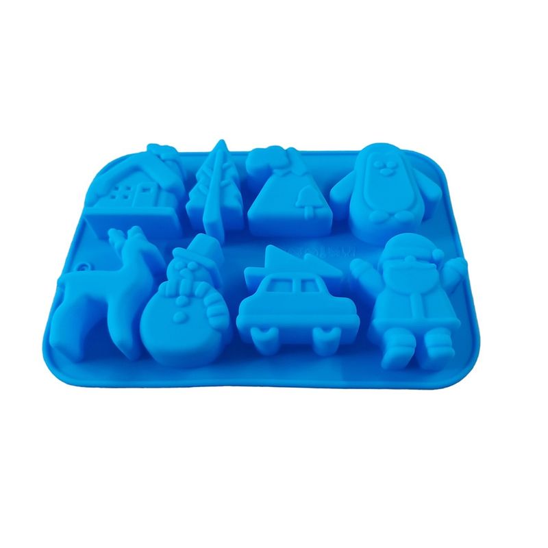 Casa si Gradina - Bucatarie si vesela - Ustensile bucatarie - Forme prajituri - Forma silicon pentru prajituri, Tema Craciun, 8 cavitati, Albastru, 20 cm, 482COF - Infinity.ro
