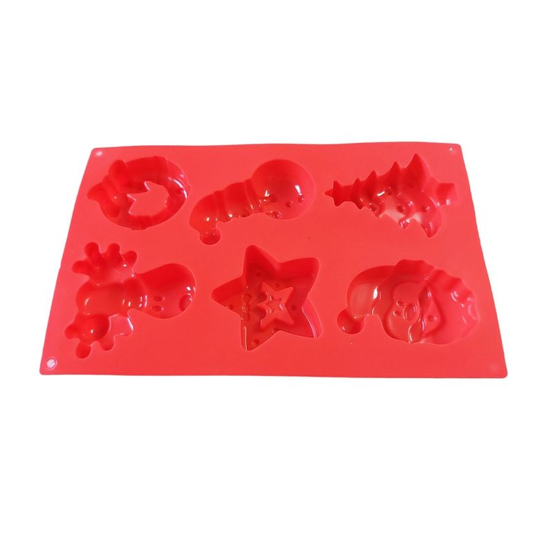 Casa si Gradina - Bucatarie si vesela - Ustensile bucatarie - Forme prajituri - Forma silicon pentru prajituri, Tema Craciun, 6 cavitati, Rosu, 27 cm, 479COF - Infinity.ro