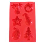 Casa si Gradina - Bucatarie si vesela - Ustensile bucatarie - Forme prajituri - Forma silicon pentru prajituri, Tema Craciun, 6 cavitati, Rosu, 27 cm, 479COF - Infinity.ro