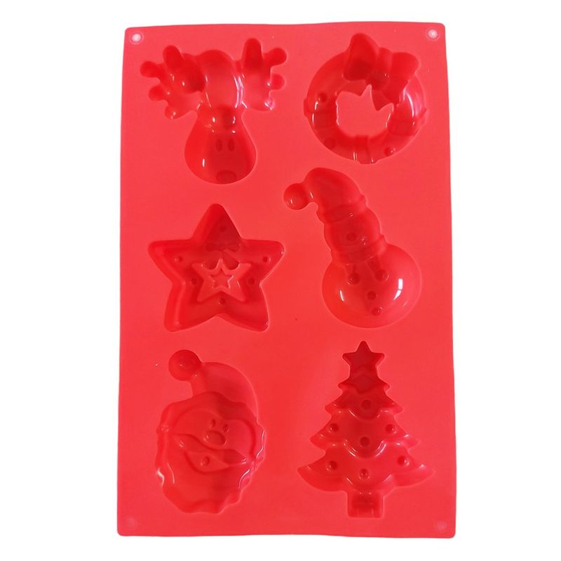 Casa si Gradina - Bucatarie si vesela - Ustensile bucatarie - Forme prajituri - Forma silicon pentru prajituri, Tema Craciun, 6 cavitati, Rosu, 27 cm, 479COF - Infinity.ro