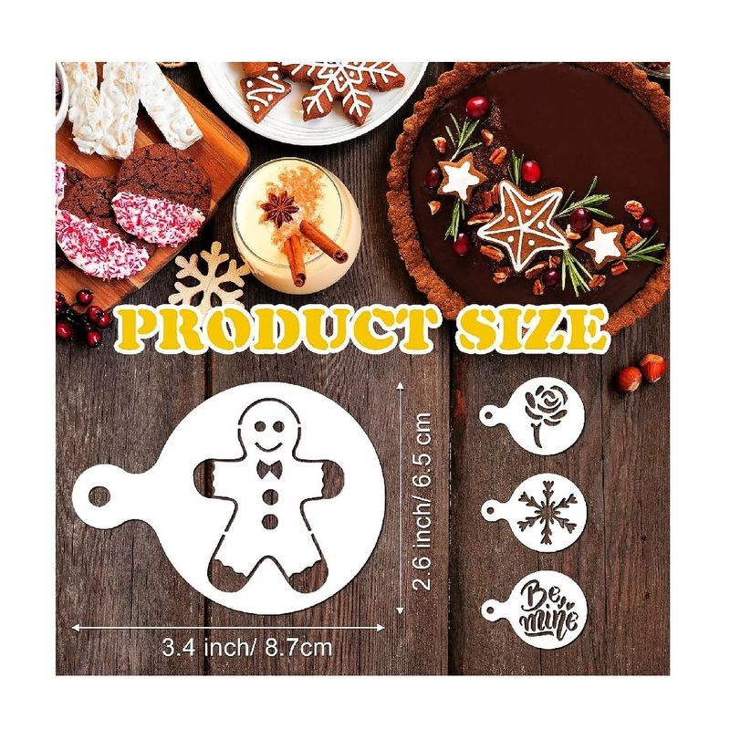 Casa si Gradina - Bucatarie si vesela - Ustensile bucatarie - Ustensile ornare prajituri - Set 50 de sabloane pentru decorarea parjiturilor, cafea, pentru pictura, Alb, 8.7 cm, A1427 - Infinity.ro