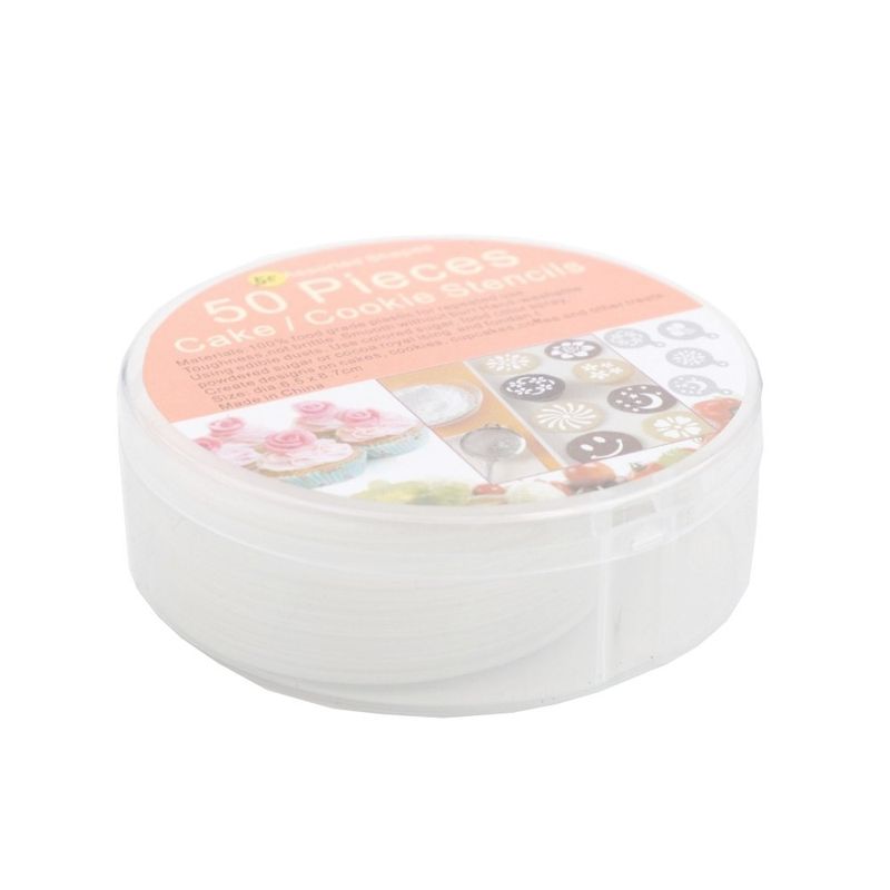 Casa si Gradina - Bucatarie si vesela - Ustensile bucatarie - Ustensile ornare prajituri - Set 50 de sabloane pentru decorarea parjiturilor, cafea, pentru pictura, Alb, 8.7 cm, A1427 - Infinity.ro