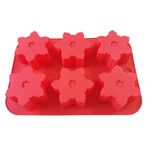 Casa si Gradina - Bucatarie si vesela - Ustensile bucatarie - Forme prajituri - Forma silicon in forma de fulgi de zapada, 6 cavitati, Rosu, 25 cm, 473COF - Infinity.ro