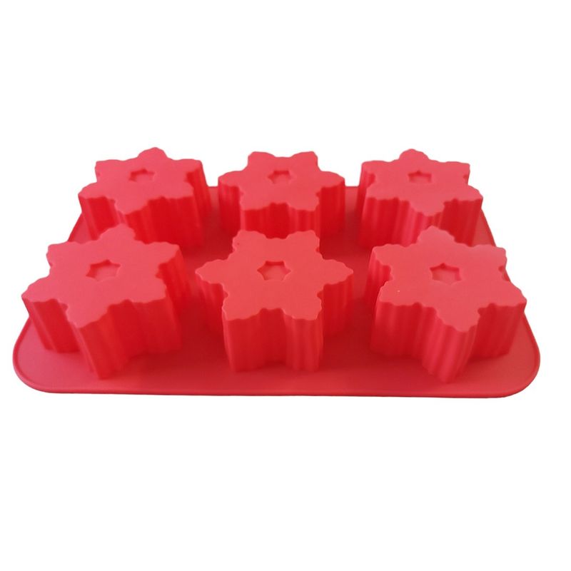 Casa si Gradina - Bucatarie si vesela - Ustensile bucatarie - Forme prajituri - Forma silicon in forma de fulgi de zapada, 6 cavitati, Rosu, 25 cm, 473COF - Infinity.ro