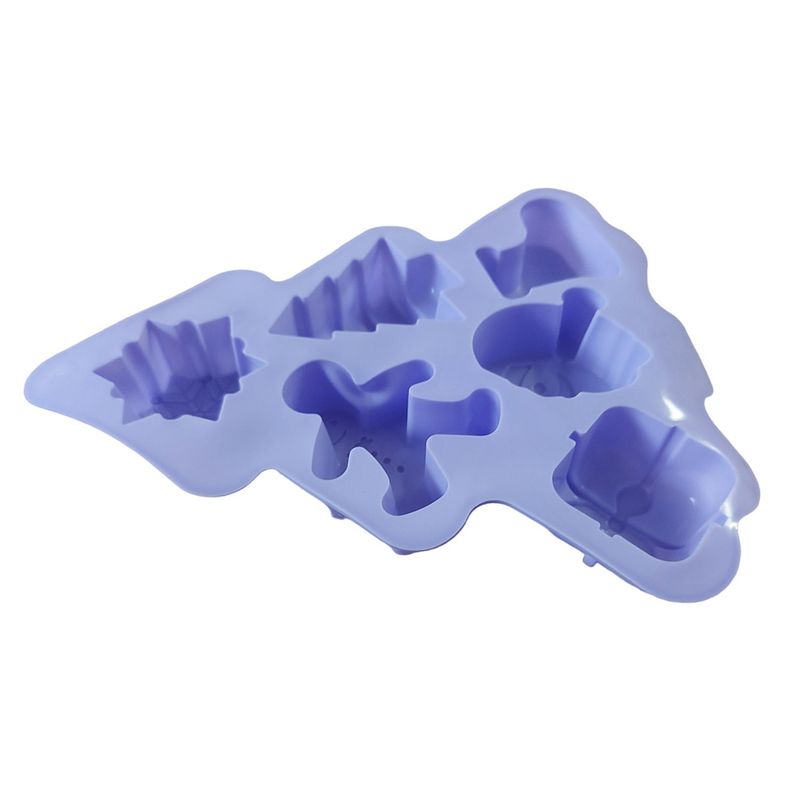 Casa si Gradina - Bucatarie si vesela - Ustensile bucatarie - Forme prajituri - Forma silicon pentru prajituri, Tema Craciun, 6 cavitati, Mov, 23 cm, 474COF - Infinity.ro