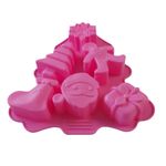 Casa si Gradina - Bucatarie si vesela - Ustensile bucatarie - Forme prajituri - Forma silicon pentru prajituri, Tema Craciun, 6 cavitati, Roz, 23 cm, 475COF - Infinity.ro