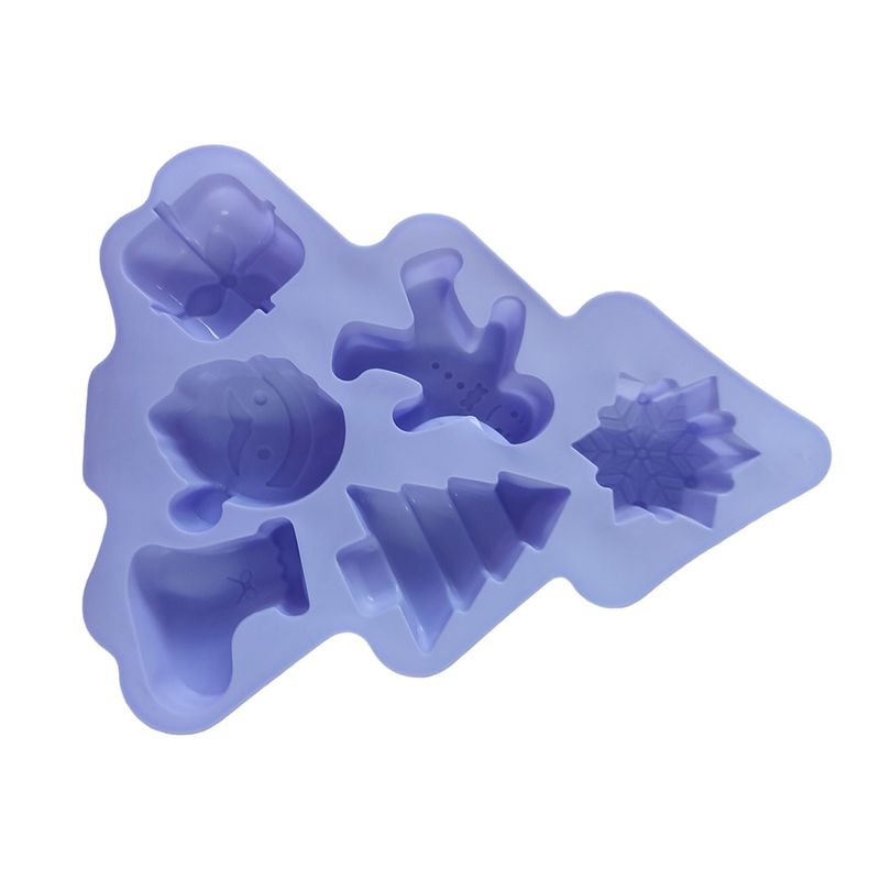 Casa si Gradina - Bucatarie si vesela - Ustensile bucatarie - Forme prajituri - Forma silicon pentru prajituri, Tema Craciun, 6 cavitati, Mov, 23 cm, 474COF - Infinity.ro