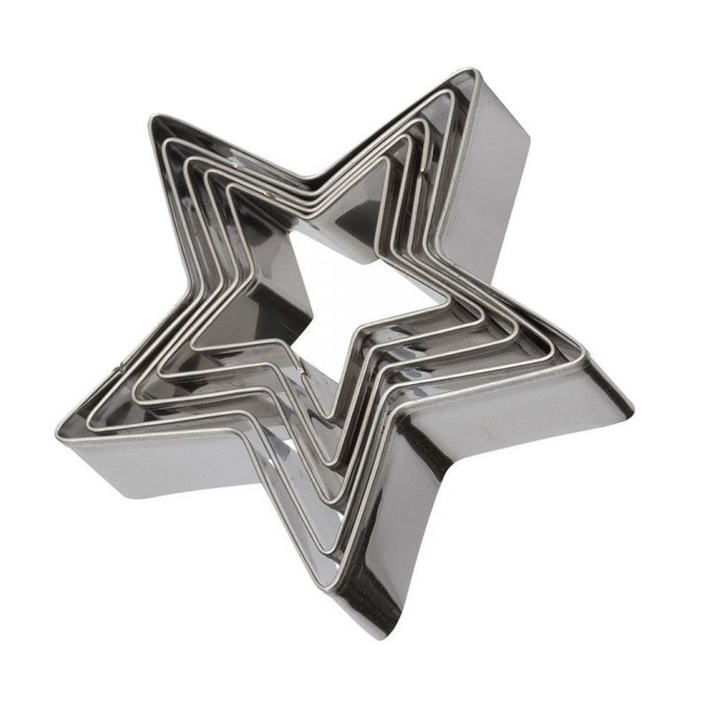Casa si Gradina - Bucatarie si vesela - Ustensile bucatarie - Forme prajituri - Set 5 forme decupatoare in forma de stea, pentru biscuiti, 9 cm, 511COF - Infinity.ro