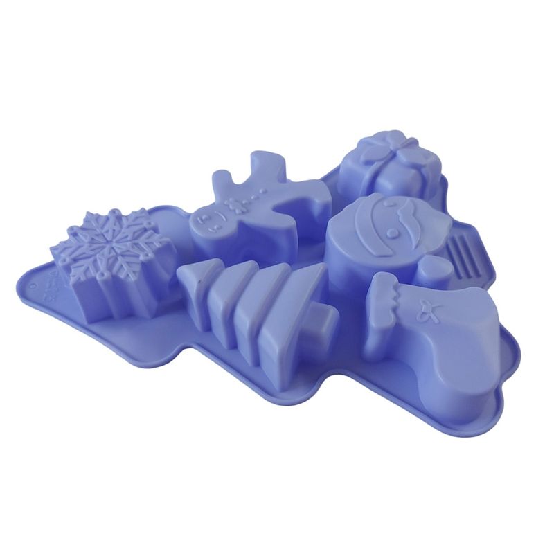 Casa si Gradina - Bucatarie si vesela - Ustensile bucatarie - Forme prajituri - Forma silicon pentru prajituri, Tema Craciun, 6 cavitati, Mov, 23 cm, 474COF - Infinity.ro