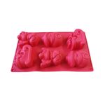 Casa si Gradina/Bucatarie si vesela/Ustensile bucatarie/Forme prajituri - Forma silicon pentru prajituri, Tema Craciun, Trasura, Om de zapada, Ren, 6 cavitati, Rosu, 27 cm, 485COF - Infinity.ro