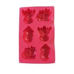 Casa si Gradina/Bucatarie si vesela/Ustensile bucatarie/Forme prajituri - Forma silicon pentru prajituri, Tema Craciun, Trasura, Om de zapada, Ren, 6 cavitati, Rosu, 27 cm, 485COF - Infinity.ro