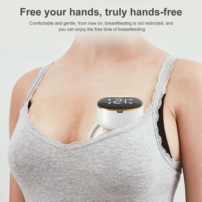 Jucarii, Copii si Bebe - Maternitate - Pompe de san - Pompa de San, Bleksy®, Electrica, Portabila, Ecran Tactil LED, Capacitate 200 ml, Cablu USB,  Protectie Silicon - Infinity.ro