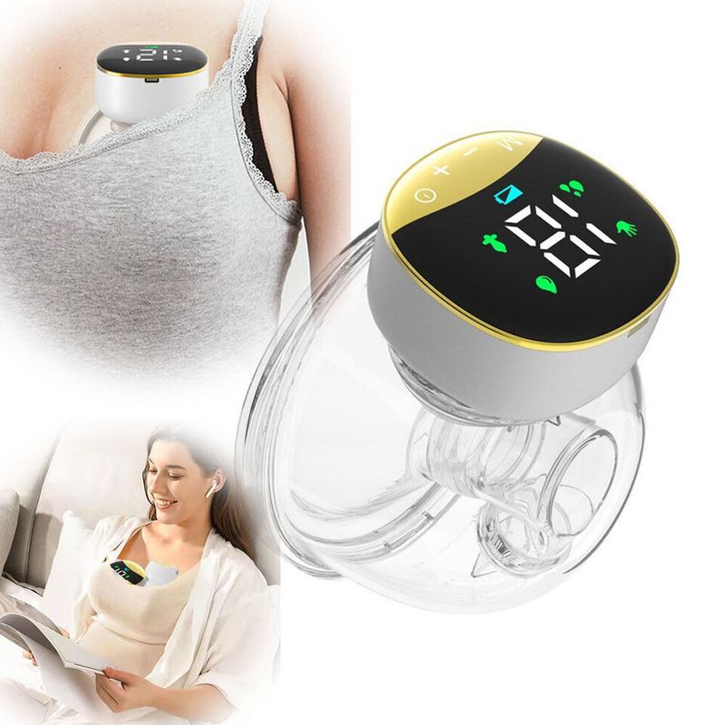 Jucarii, Copii si Bebe - Maternitate - Pompe de san - Pompa de San, Bleksy®, Electrica, Portabila, Ecran Tactil LED, Capacitate 200 ml, Cablu USB,  Protectie Silicon - Infinity.ro