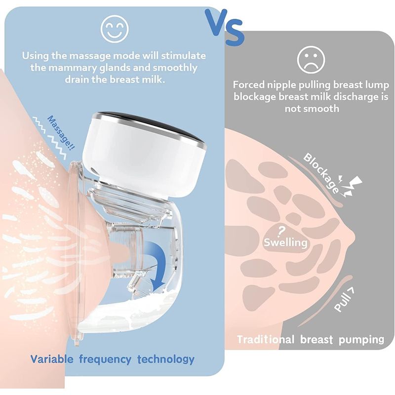 Jucarii, Copii si Bebe - Maternitate - Pompe de san - Pompa de San, Bleksy®, Electrica, Portabila, Ecran Tactil LED, Capacitate 200 ml, Cablu USB,  Protectie Silicon - Infinity.ro