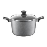 Casa si Gradina - Bucatarie si vesela - Vase pentru gatit - Oale si cratite - Oala inalta cu capac AMBITION Silverstone, 24cm, 6.4L, invelis Qualum Basic Stone - Infinity.ro