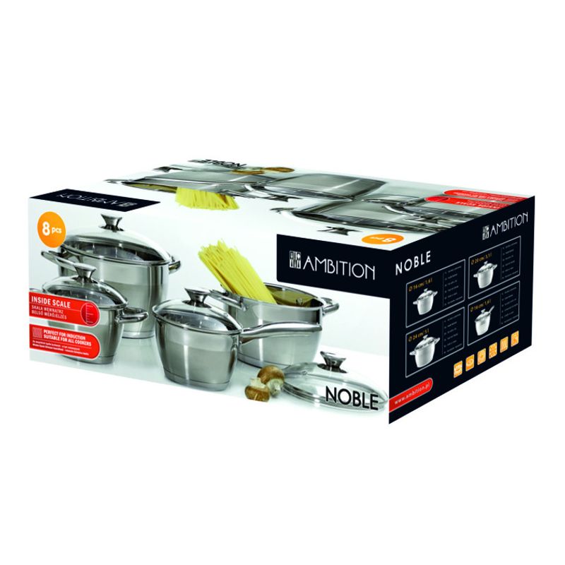 Casa si Gradina/Bucatarie si vesela/Vase pentru gatit/Oale si cratite - Set oale inox AMBITION Noble, 8 piese - Infinity.ro