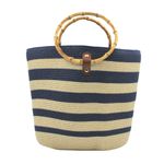 Fashion, accesorii si bijuterii - Femei - Accesorii femei - Genti si rucsacuri femei - Geanta plaja bej cu dungi albastre - Infinity.ro