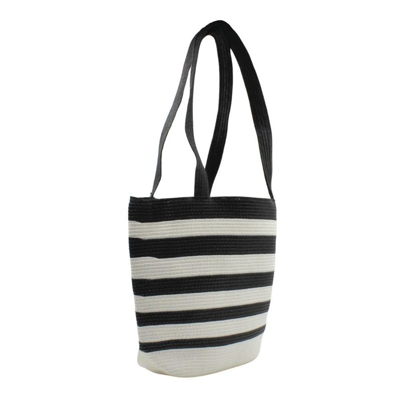 Fashion, accesorii si bijuterii - Femei - Accesorii femei - Genti si rucsacuri femei - Geanta plaja neagra cu dungi albe - Infinity.ro