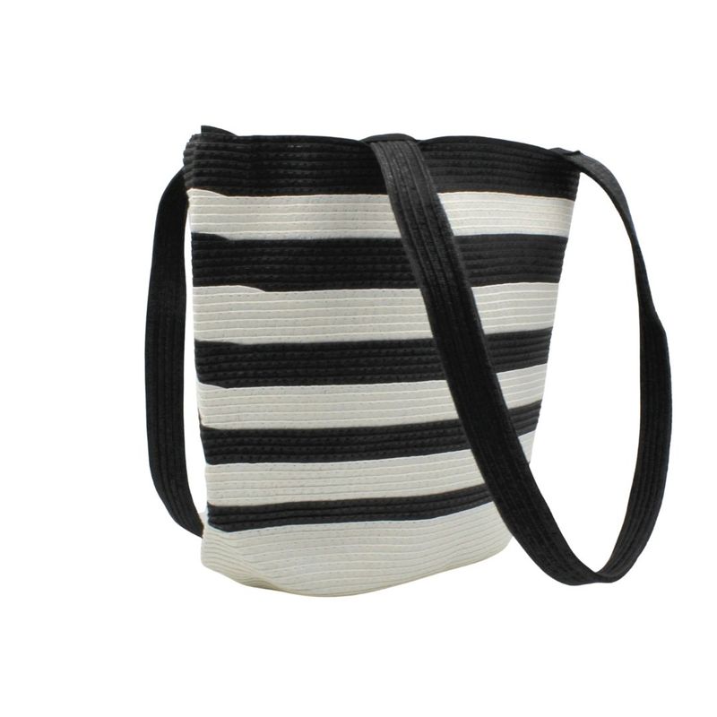 Fashion, accesorii si bijuterii - Femei - Accesorii femei - Genti si rucsacuri femei - Geanta plaja neagra cu dungi albe - Infinity.ro